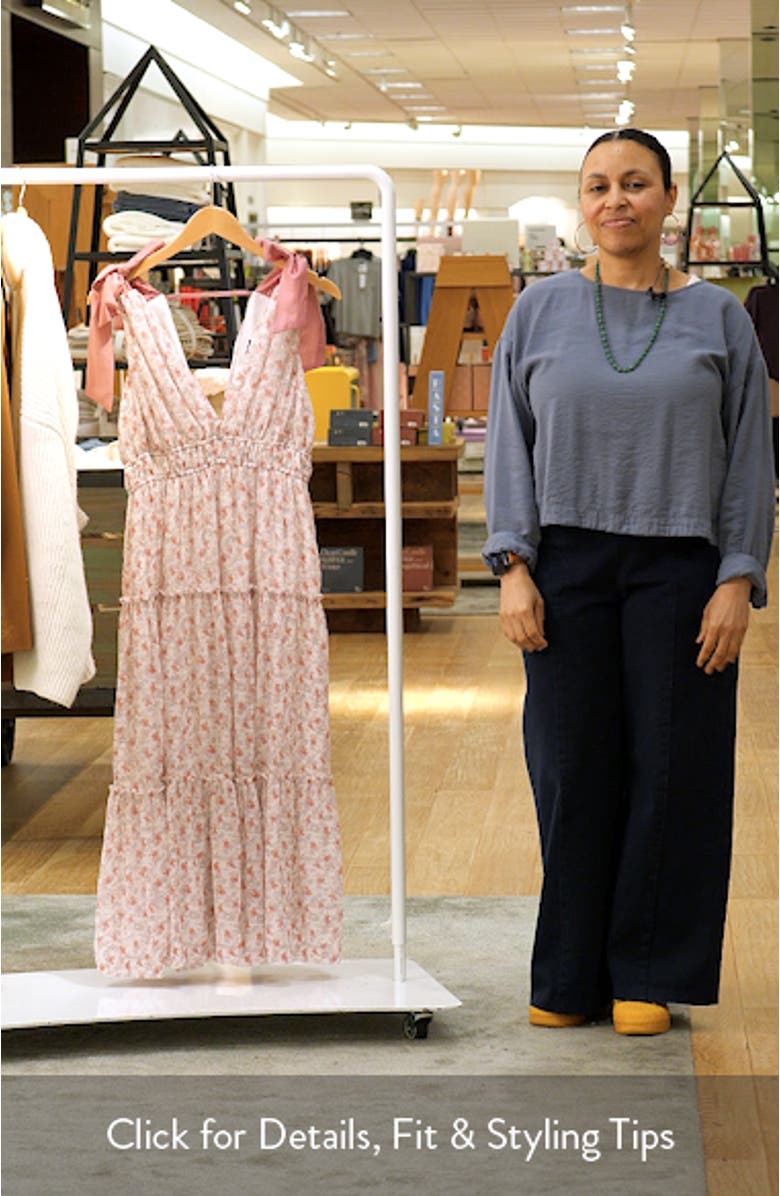 Devin Floral Tie Strap Midi Dress, sales video thumbnail