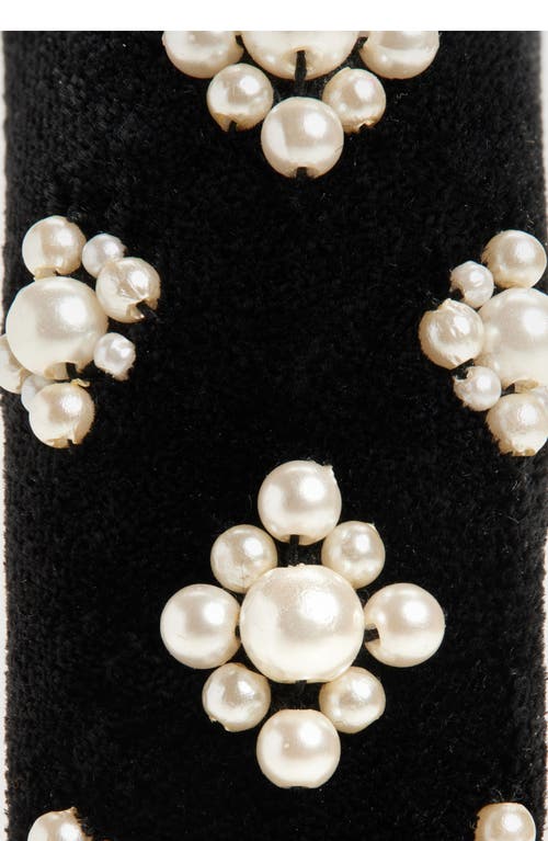 Jennifer Behr Margaret Faux Pearl Velvet Headband In Black Pearl