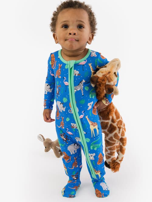 Rufflebutts Softsnooze Gender Inclusive One Piece Footie Pajamas In Blue