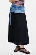 Desigual Pleated Denim Waist Maxi Skirt