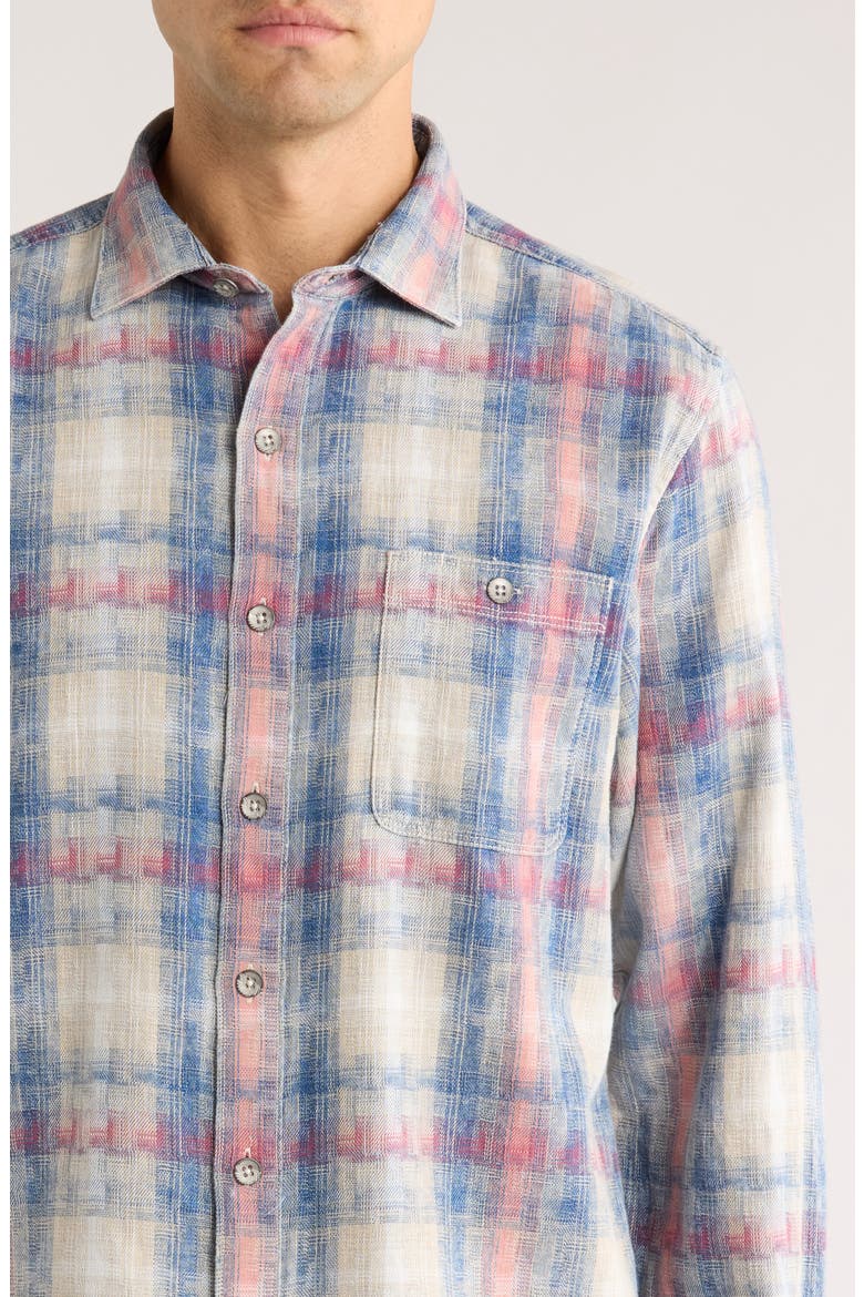 Palo Alto Plaid Cotton Button-Up Shirt, Alternate, color, SHELLROSSA