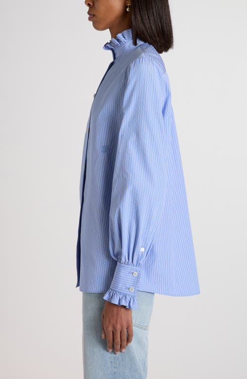 Valentino Hemd Aus Classic Stripe Popeline Frau Iris Liliac 48 In Blue
