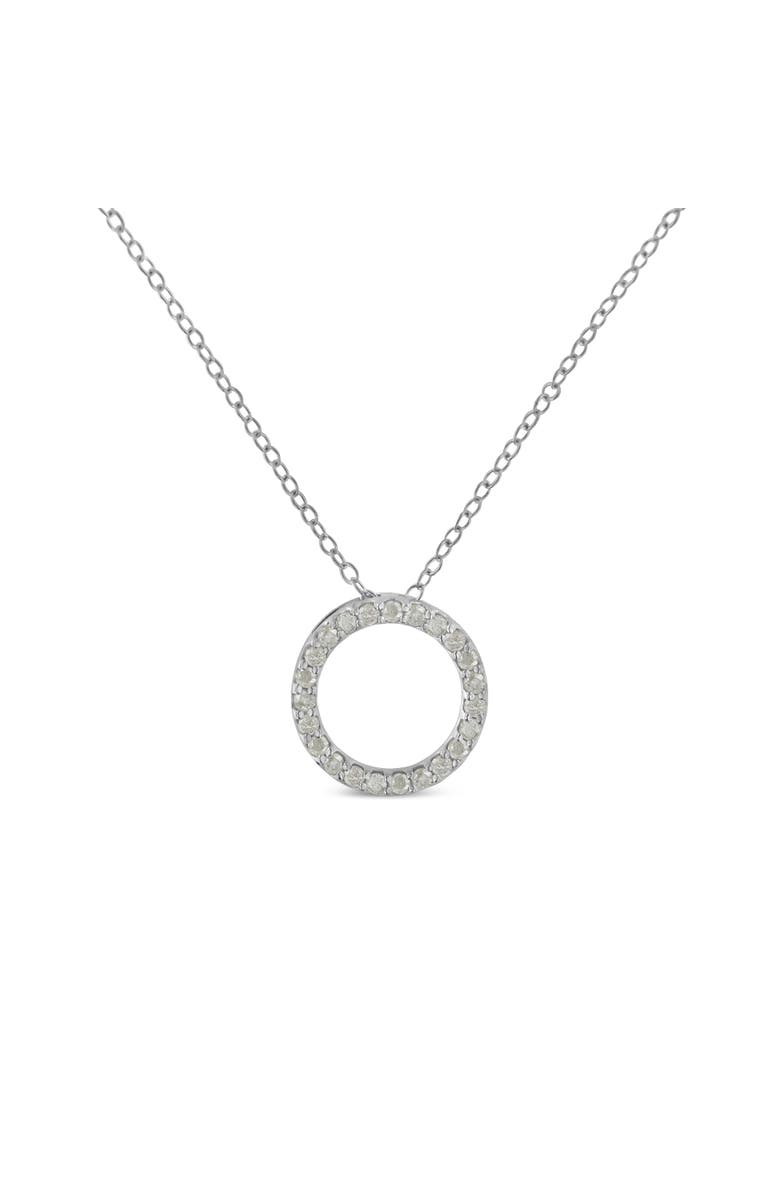 Haus of Brilliance Silver 1/4 Cttw Round-cut Diamond Open Circle Halo 18" Pendant Necklace, Main, color, White