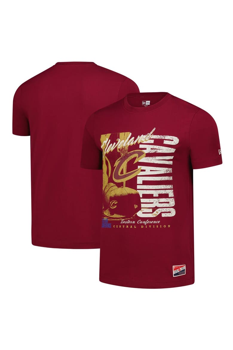 Men's New Era  Wine Cleveland Cavaliers Distressed Throwback Vintage Color Pack T-Shirt, Main, color, Wine
