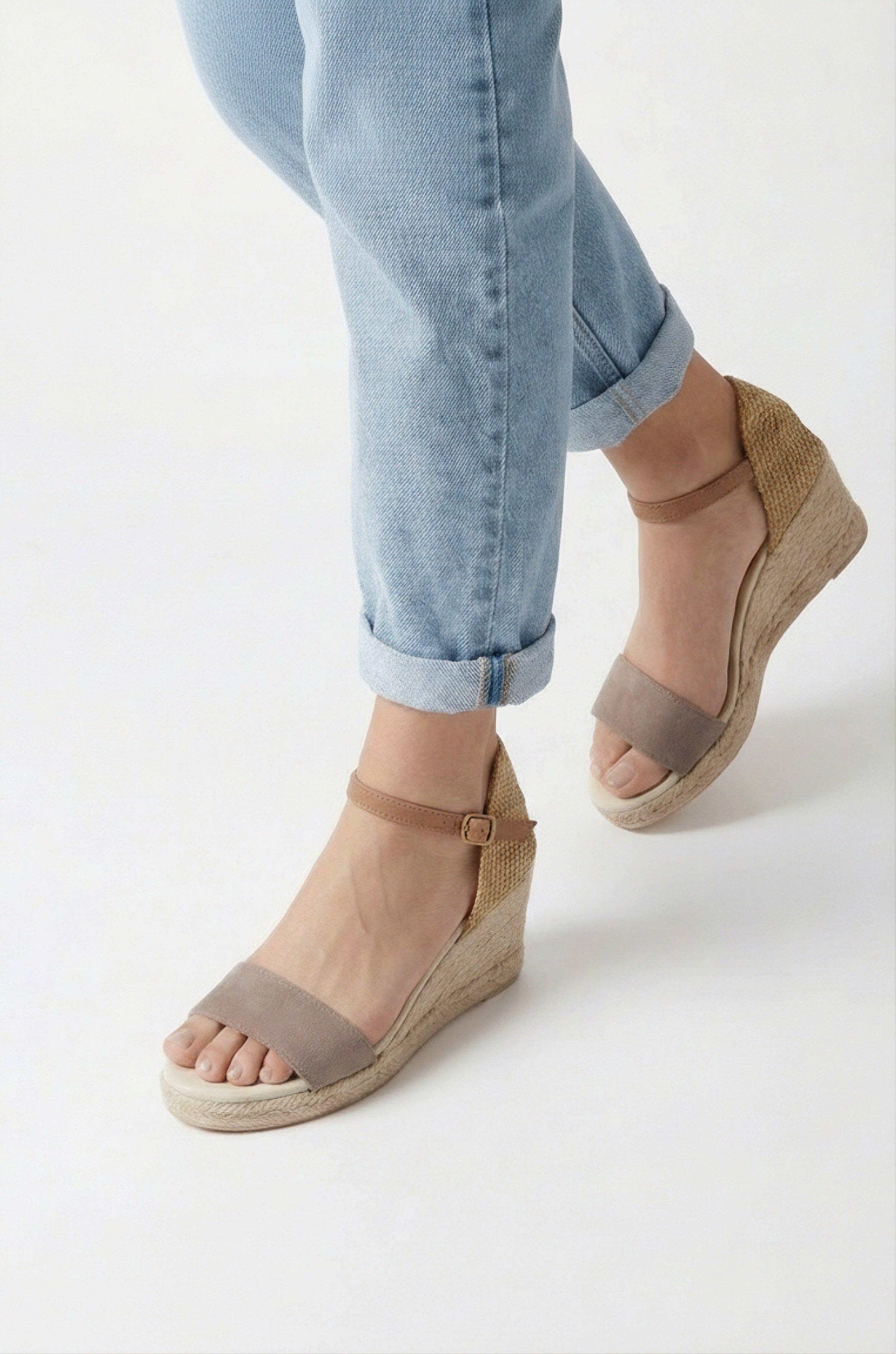 Jimena Single Band Wedges, Alternate, color, Taupe