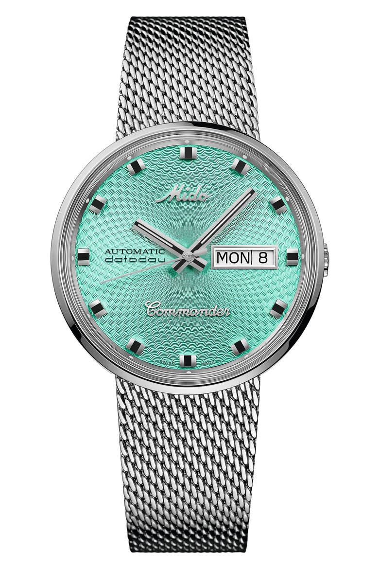 Commander 1959 Automatic Mesh Strap Watch, 37mm, Main, color, BLUE