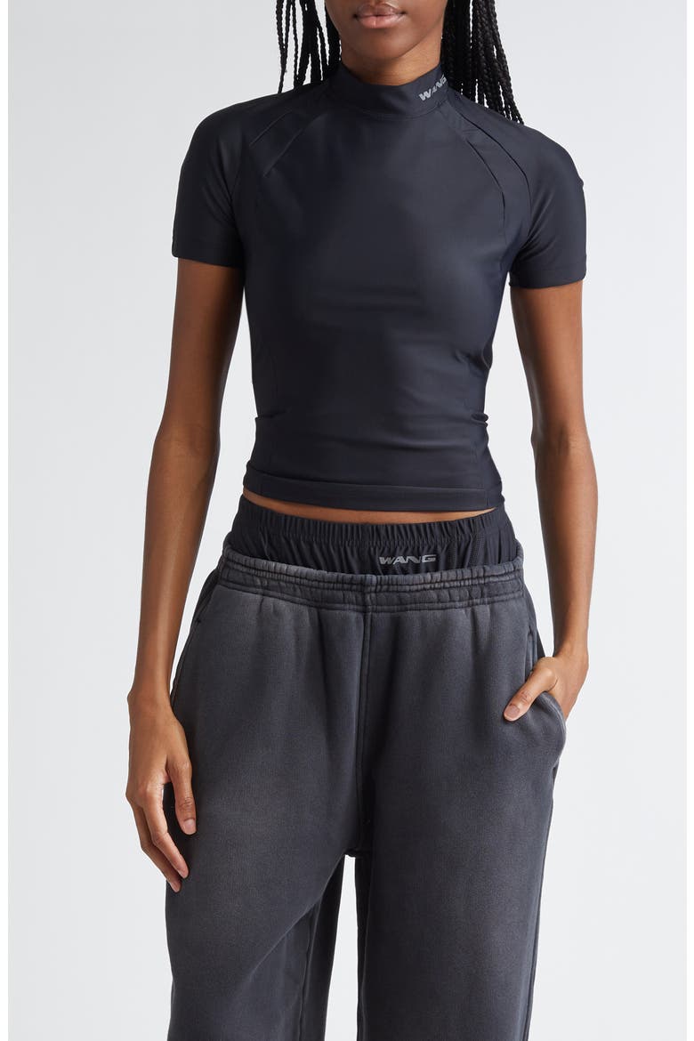 Logo Mock Neck Short Sleeve Knit Top (Women) | Nordstrom