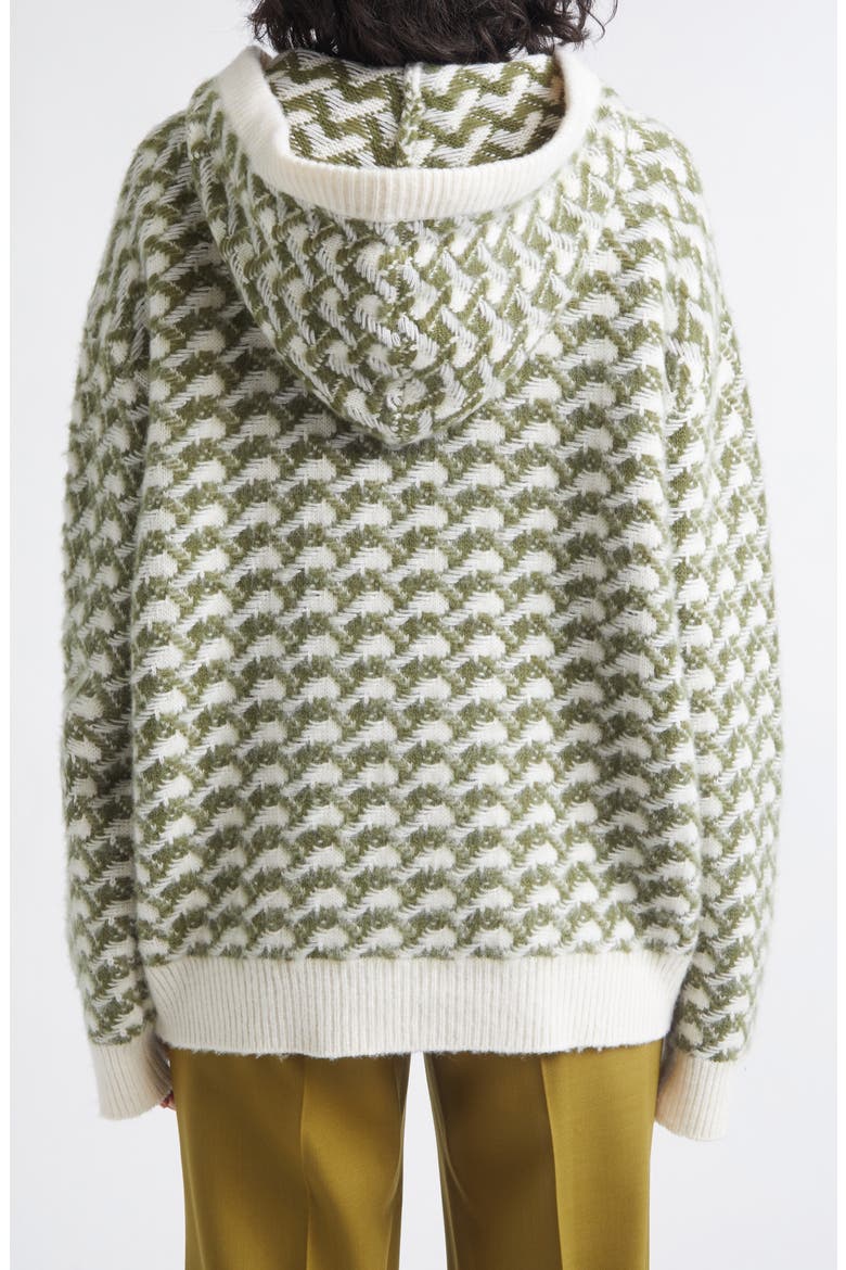 Mallone Merino Wool & Cashmere Sweater Hoodie, Alternate, color, IVORY/ ALOE MULTI