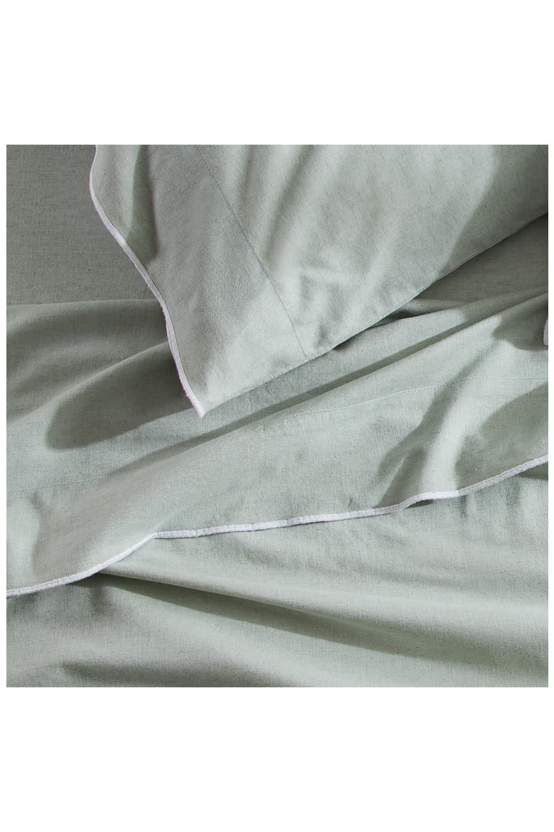 Washed Linen & Cotton Sheet Set, Alternate, color, SAGE