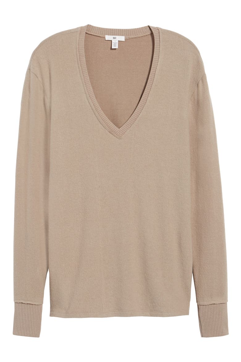 V-Neck Pullover, Alternate, color, TAN OXFORD