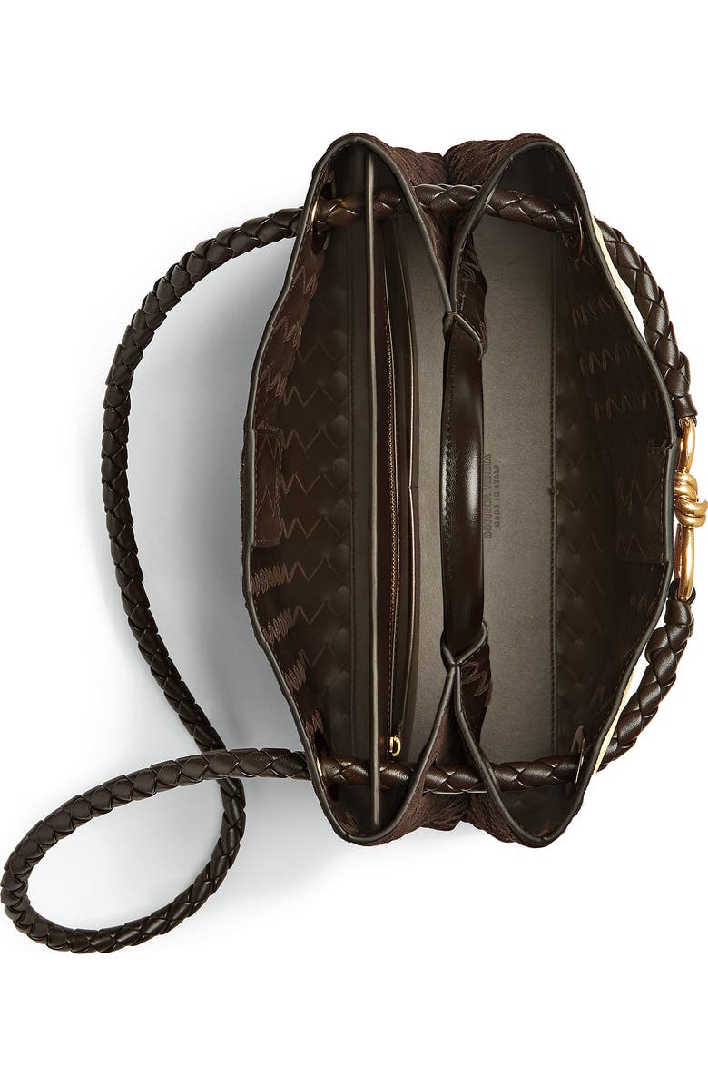 Bottega Veneta Medium Andiamo Intrecciato Suede Shoulder Bag, Alternate, color, Fondant