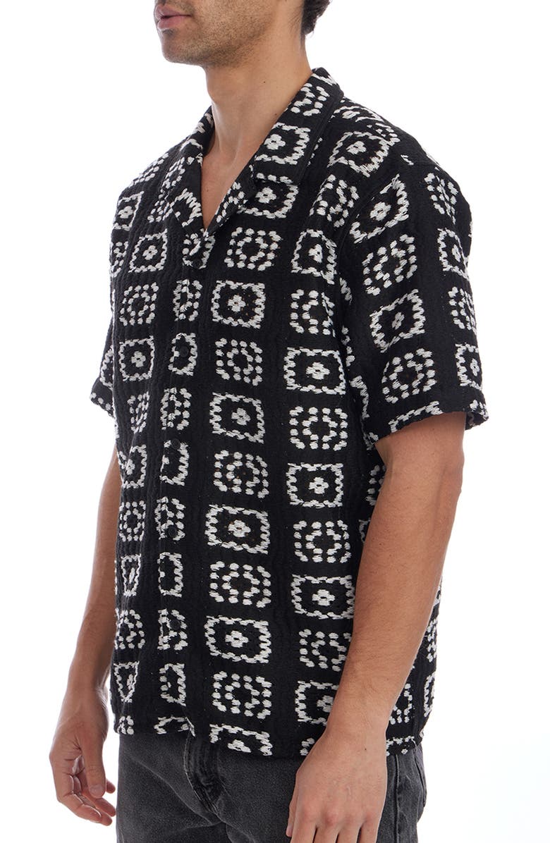 PX Embroidered Camp Shirt, Alternate, color, Black