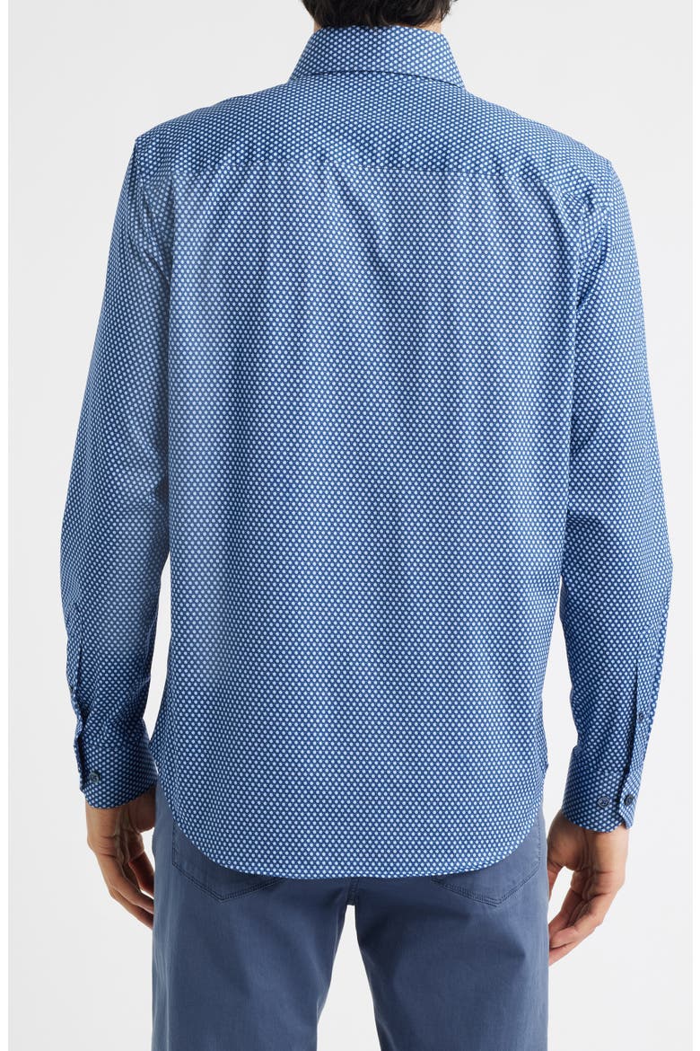 Devon OoohCotton® Honeycomb Print Long Sleeve Button-Up Shirt, Alternate, color, NAVY