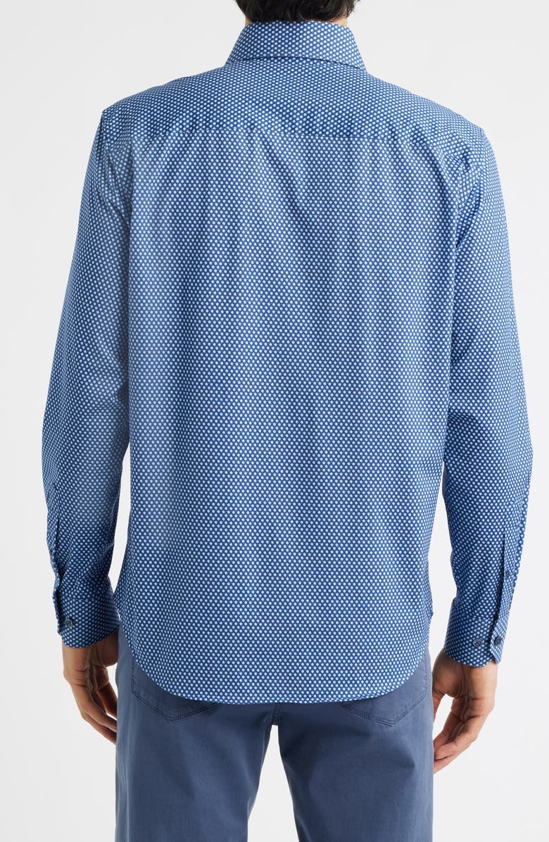Bugatchi Devon OoohCotton<sup>®</sup> Honeycomb Print Long Sleeve Button-Up Shirt, Alternate, color, Navy