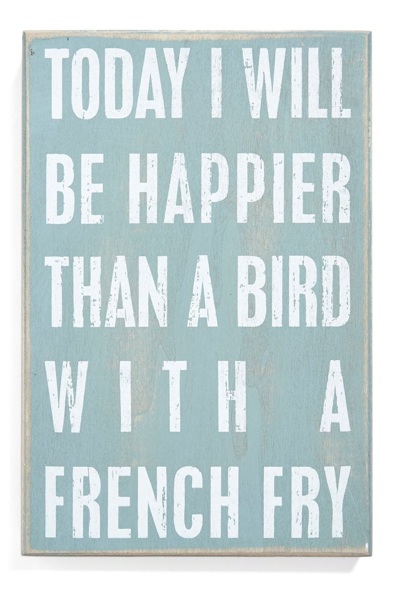 'Happier Than a Bird With a French Fry' Box Sign, Main, color, BLUE