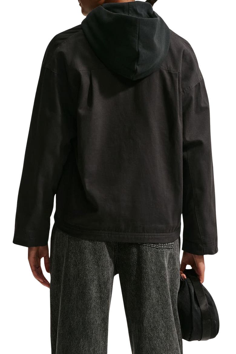 Oversize Cotton Barn Jacket, Alternate, color, BLACK/ BLACK