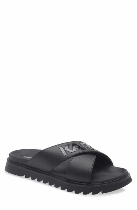 KARL LAGERFELD PARIS Logo Crisscross Slide Sandal