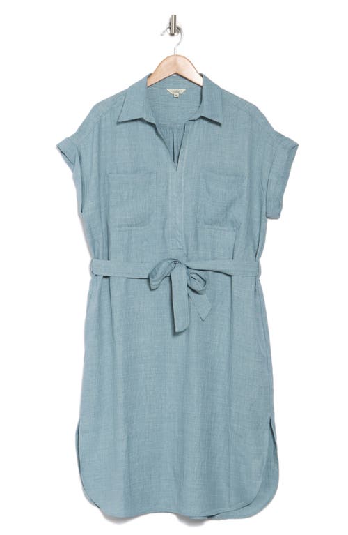 Max Studio Textured Short Sleeve Midi Shirtdress In Hmineral-heather Mineral