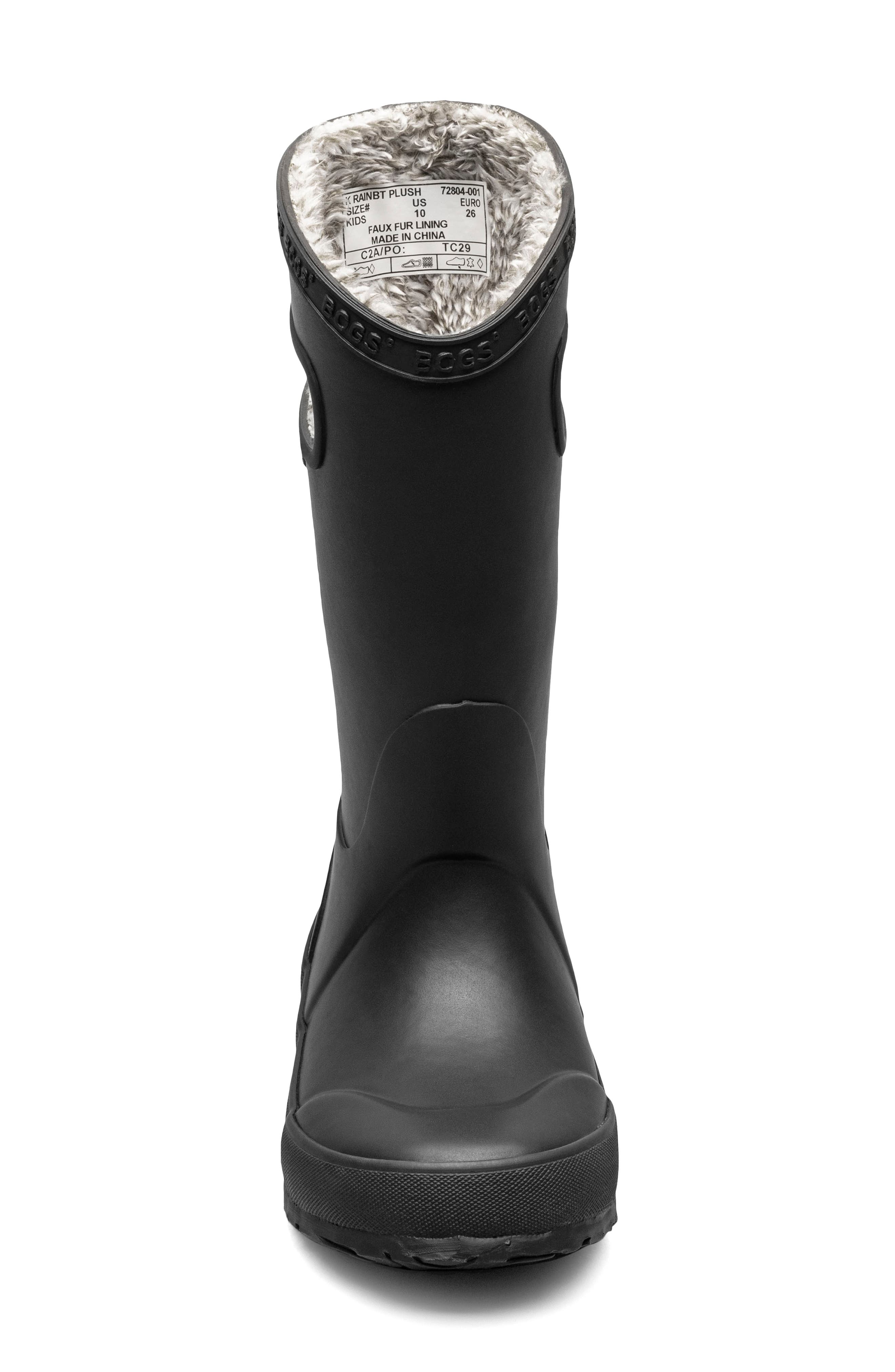 Bogs Plush Insulated Waterproof Rain Boot, Alternate, color, Black