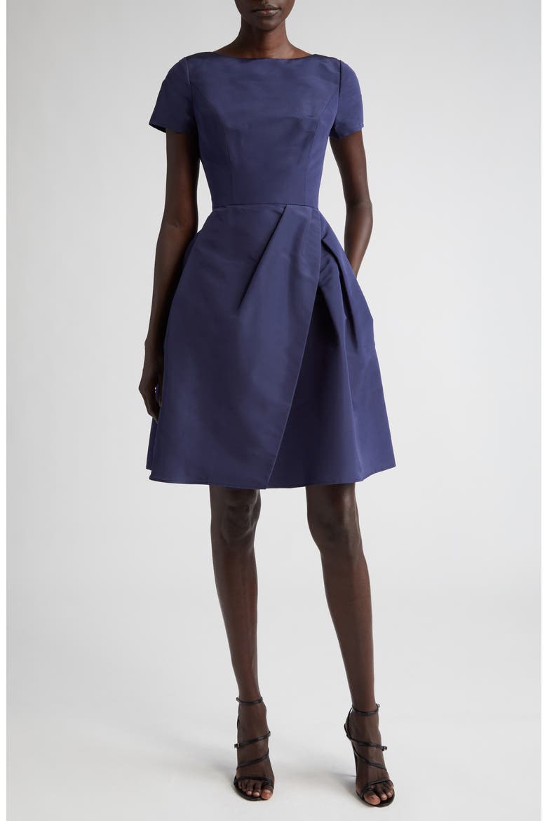 Beatuea Neck Silk A-Line Dress, Alternate, color, MIDNIGHT