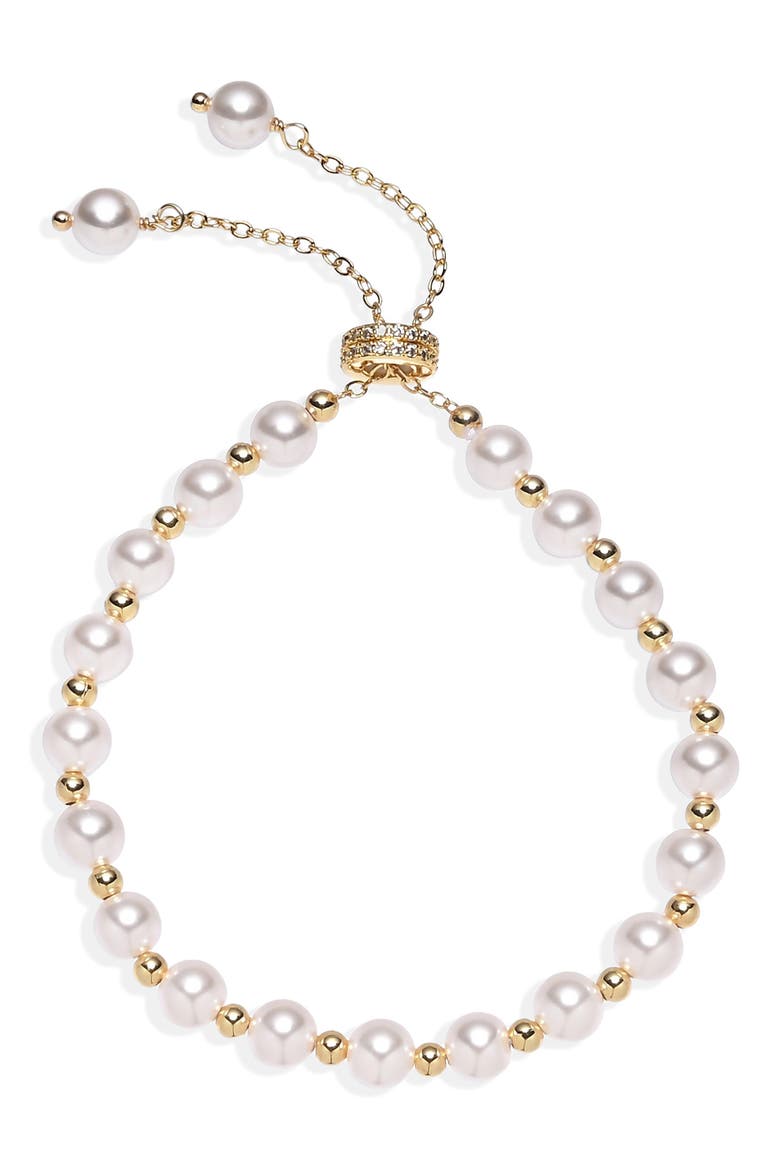 Evangeline Freshwater Pearl & Bead Bracelet, Main, color, GOLD