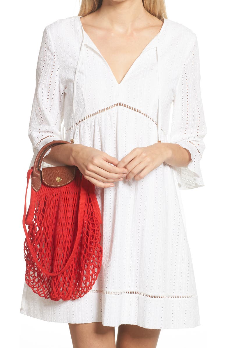 Longchamp Le Pliage Filet Knit Shoulder Bag, Alternate, color, Red