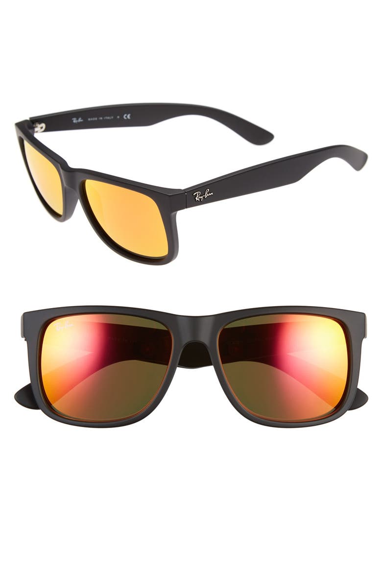 54mm Sunglasses, Main, color, BLACK/ BROWN MIRROR ORANGE