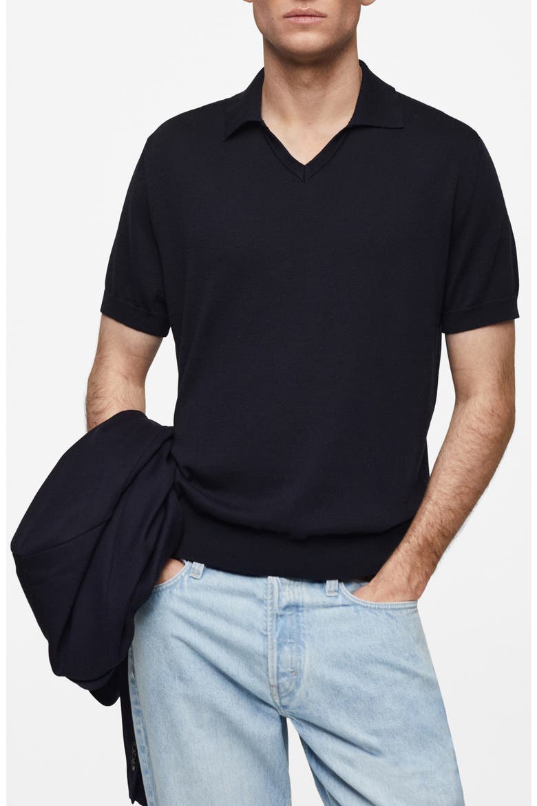 Johnny Collar Cotton Polo Sweater, Main, color, DARK NAVY