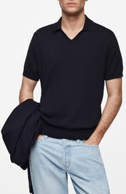 MANGO Johnny Collar Cotton Polo Sweater