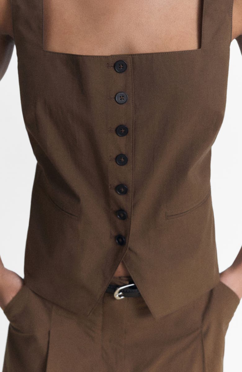 MANGO Cotton Vest, Alternate, color, Brown