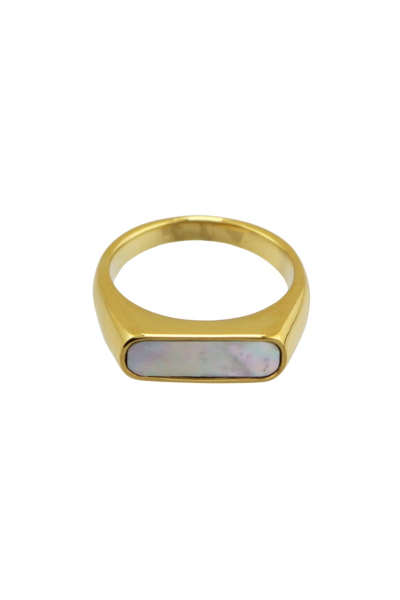Gender Inclusive Mother-of-Pearl Ring, Main, color, GOLD/YELLOW