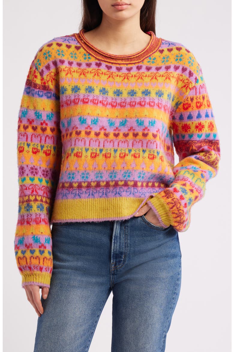 Favorite Things Mixed Print Wool Blend Sweater, Main, color, BRIGHT CONFETTI COMBO