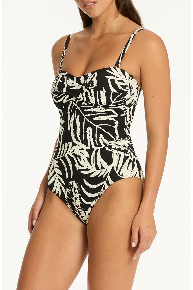 Jungle Book Twist Bandeau One-Piece Swimsuit, Alternate, color, BLACK