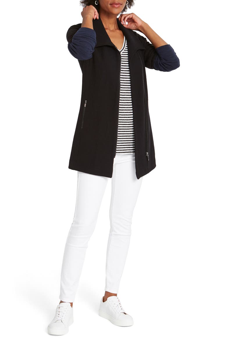 Take Charge Front Zip Knit Jacket, Alternate, color, BLACK ONYX