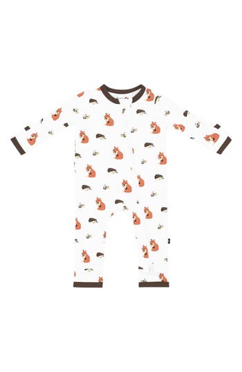 Kyte Baby Sienna Woodland Full Zip Romper In White
