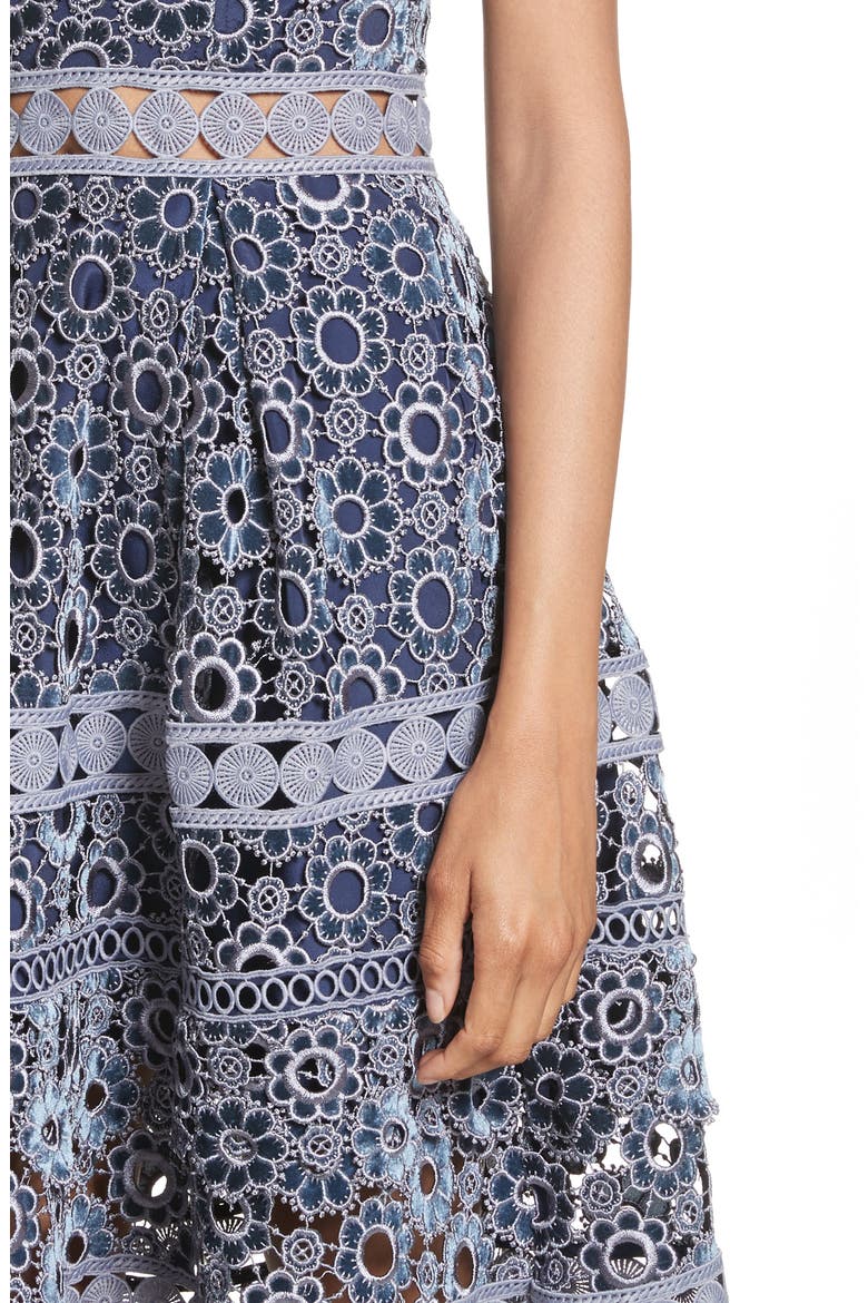 Embroidered Cutwork Midi Dress, Alternate, color, LILAC