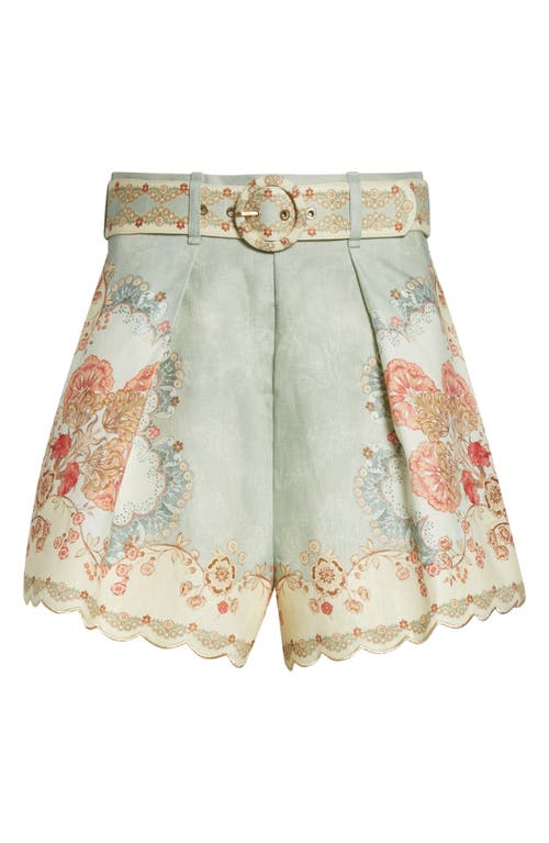 Zimmermann Daylight Tuck Pleated Linen Shorts In Multi
