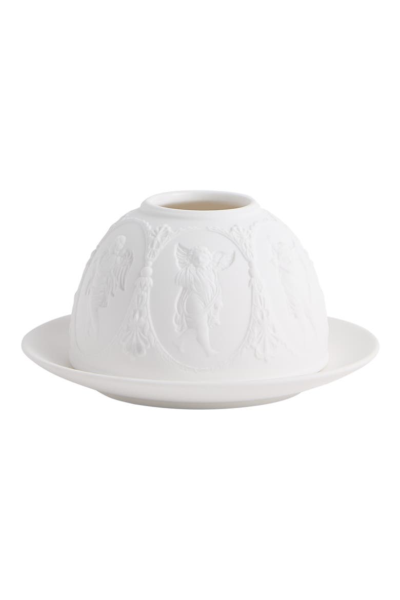 Festive Cherub Lithophane Vase & Plate Set, Main, color, WHITE