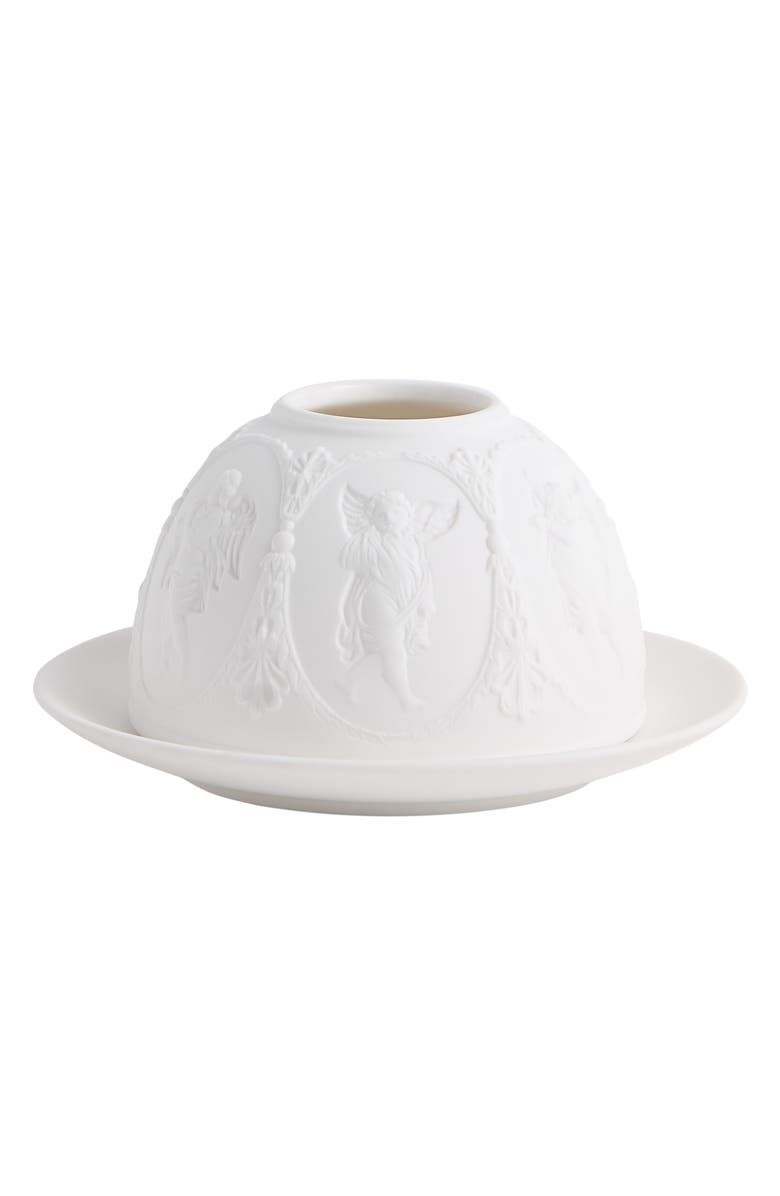 Wedgwood Festive Cherub Lithophane Vase & Plate Set, Main, color, White