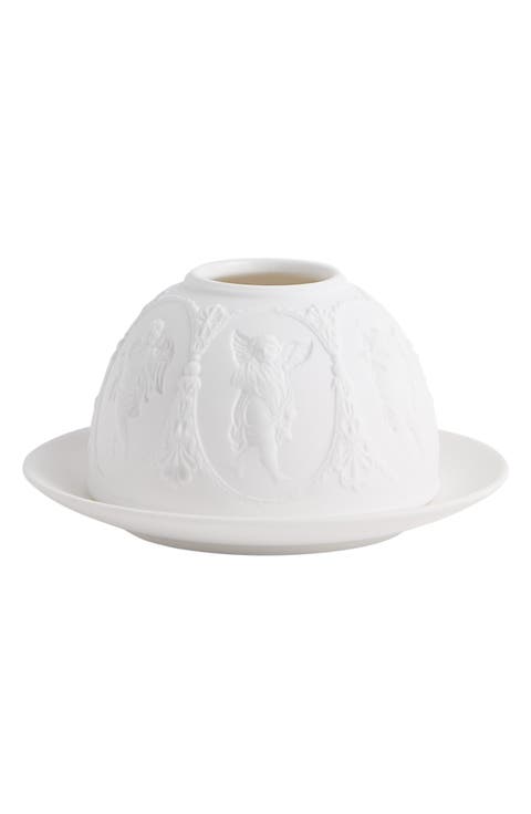 Festive Cherub Lithophane Vase & Plate Set