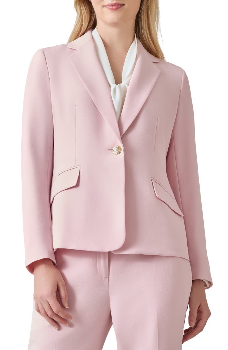 KASPER Stretch Crepe One-Button Blazer, Main, color, Tutu Pink
