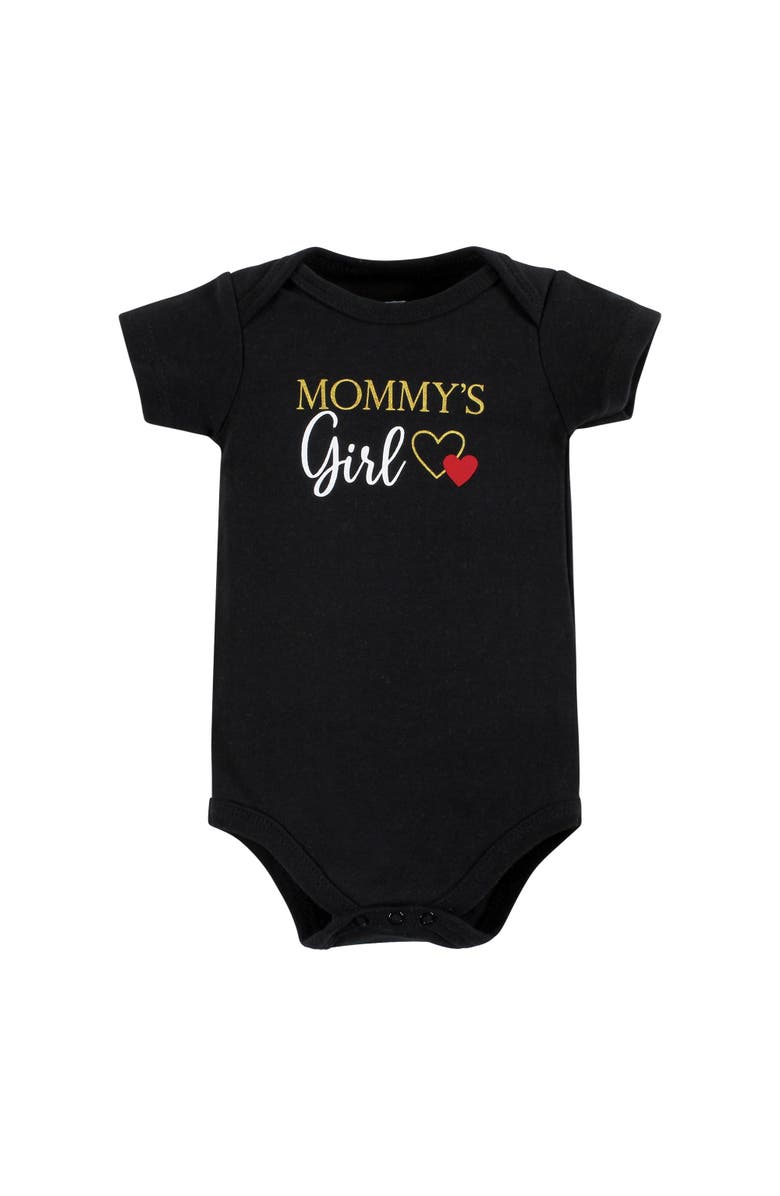 Hudson Baby Cotton Bodysuits 5-Pack, Alternate, color, Girl Mommy Red Black 5Pk