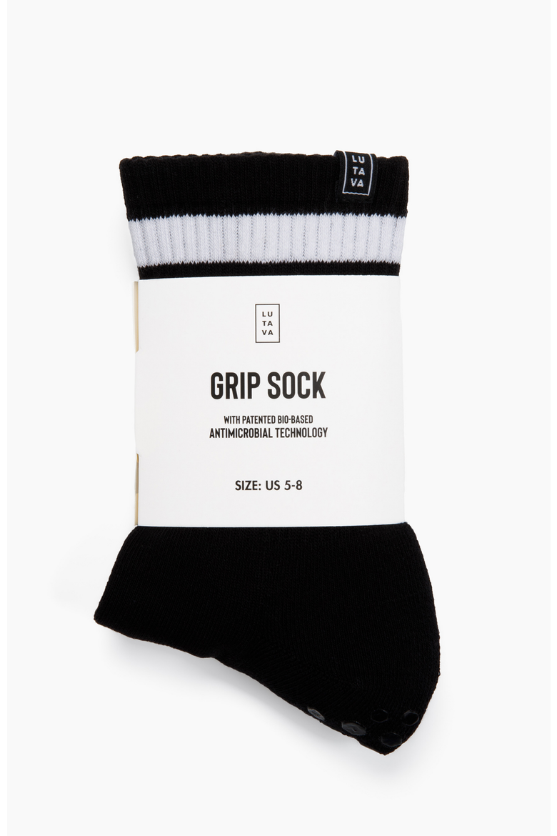 Antimicrobial Grip Sock- Black Crew with Black Grip - 4 Pack, Main, color, Black