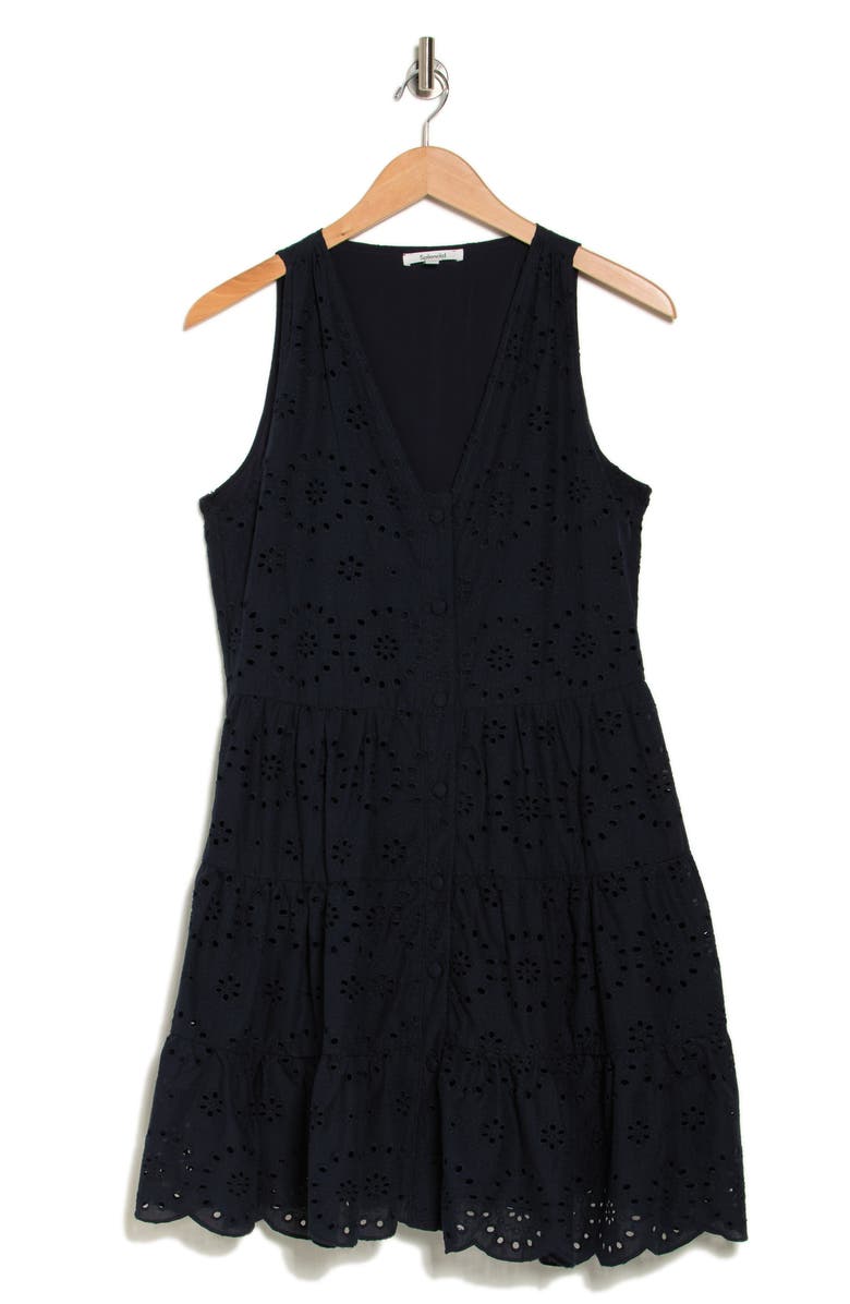 Splendid Birdie Eyelet Embroidered Sleeveless Dress, Alternate, color, Navy