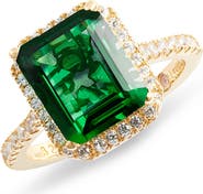 SUZY LEVIAN 14K Gold Plated Sterling Silver Emerald Cubic Zirconia Ring