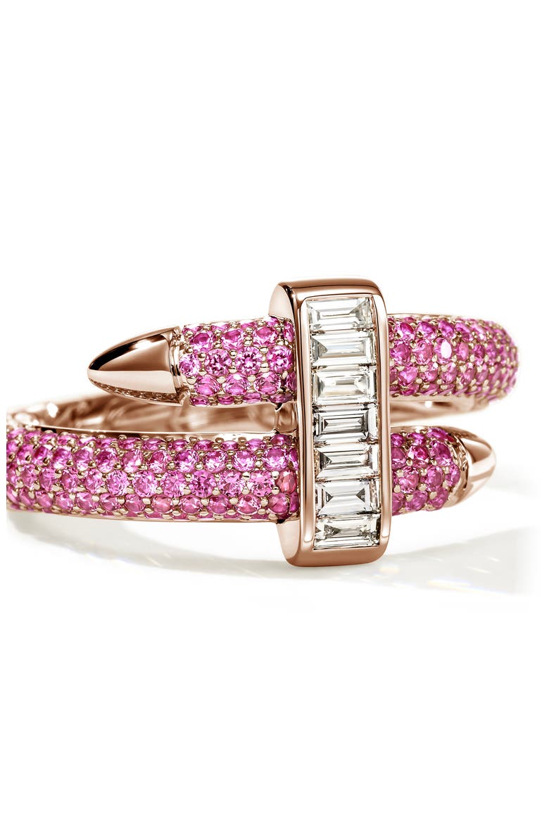 Artisan Series 18k Rose Gold Pink Sapphire & Diamond Spear Ring, Alternate, color, GOLD