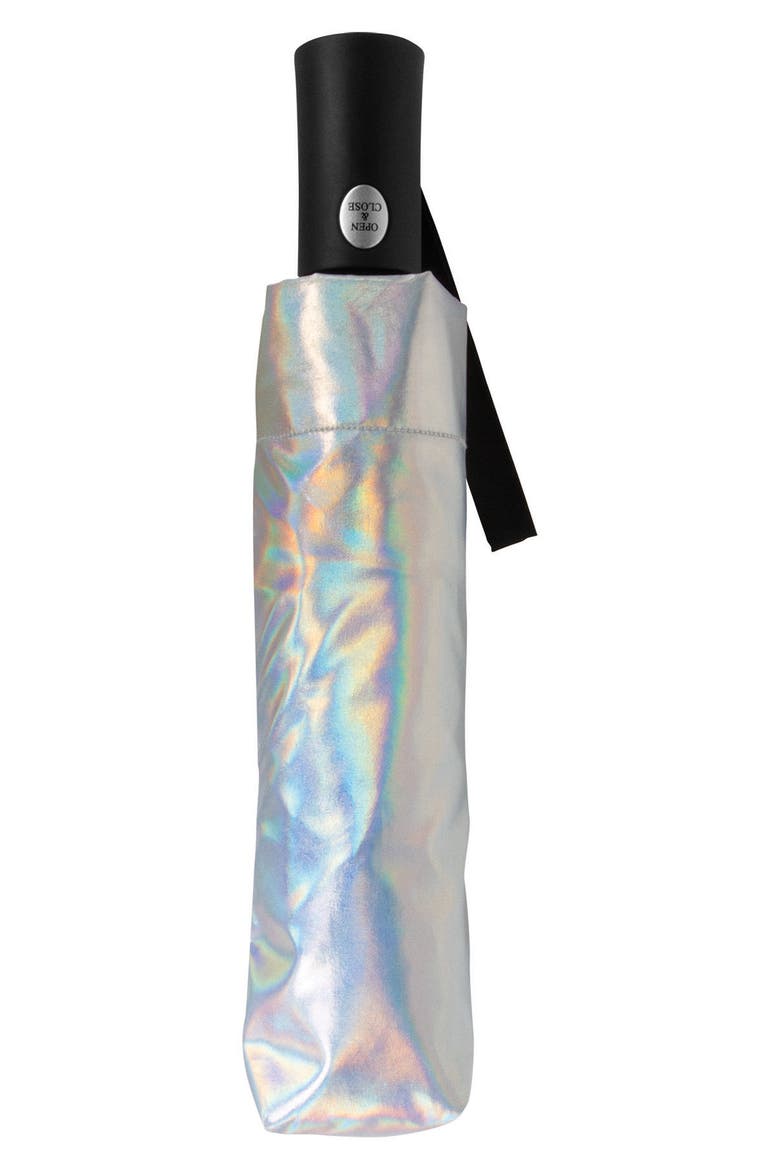 Iridescent Auto Open Compact Umbrella, Main, color, IRIDESCENT