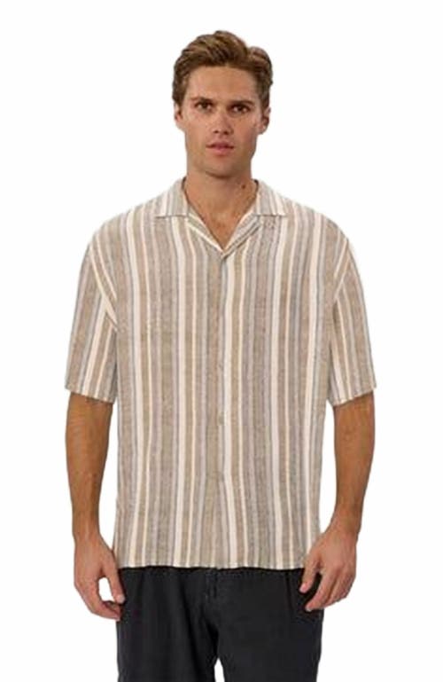 Industrie Australia The Livorno Short Sleeve Linen Shirt In Gray