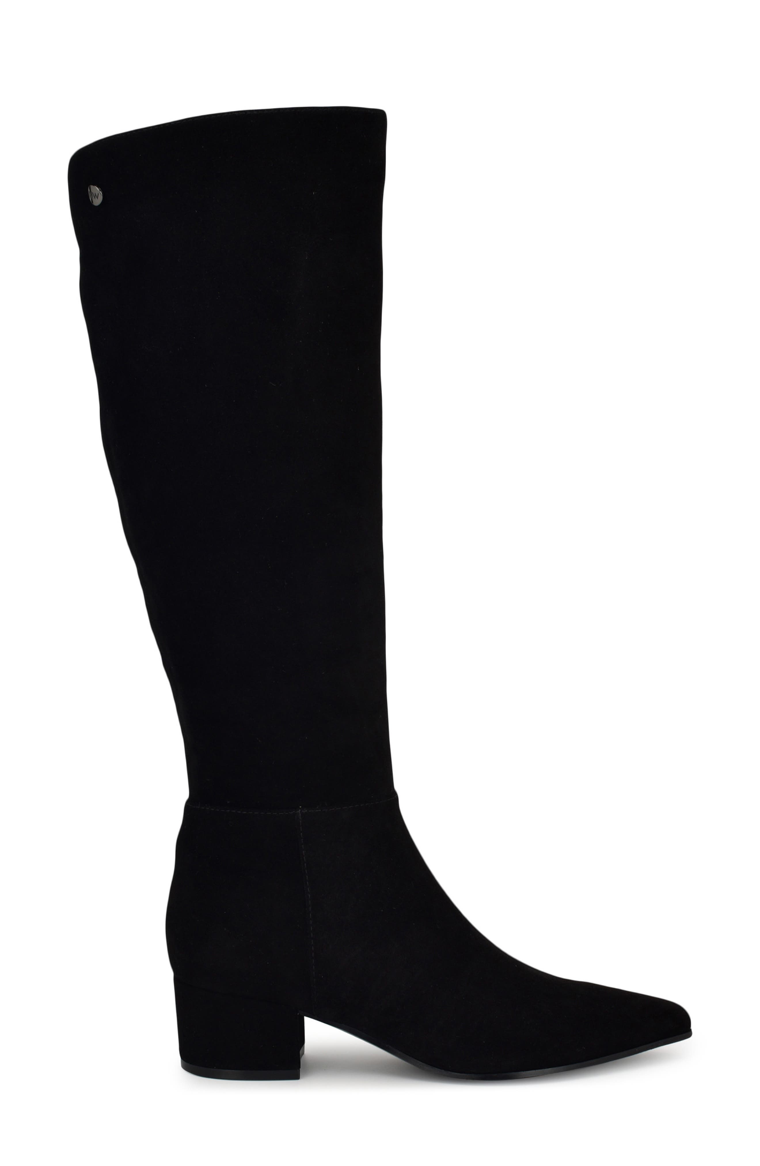 Nine West Morgin Pointed Toe Knee High Boot, Alternate, color, Black Suede