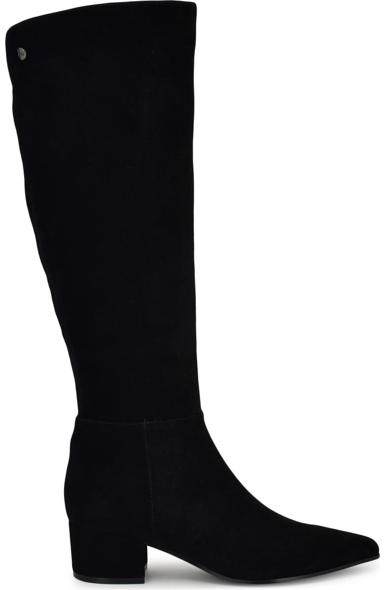 Nine West Morgin Pointed Toe Knee High Boot, Alternate, color, Black Suede